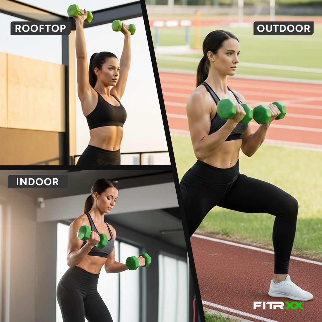 Fitrxx Vinyl Dumbbells 1 kg | Men and Women | Non-Slippery Dumbbell for Home and Gym | Full Body Workout |