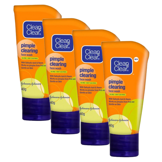 Clean & Clear Pimple Clearing Face Wash, 40g Pack of 4 KartWalk