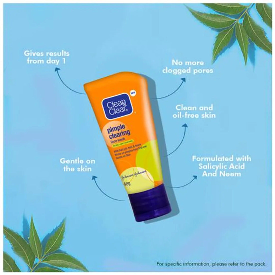 Clean & Clear Pimple Clearing Face Wash, Gentle Skin 40g KartWalk