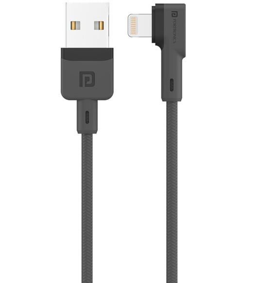 Portronics Konnect L 1.2M Fast Charging 3A 8 Pin USB Cable with Charge & Sync Function for iPhone, iPad (Grey)