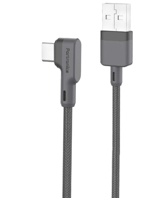 Portronics Konnect L POR-1081 Fast Charging 3A Type-C Cable 1.2Meter with Charge & Sync Function for All Type-C Devices (Grey)