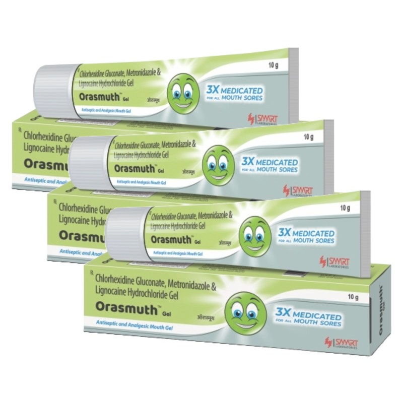 Orasmuth Antiseptic & Analgesic 3x Medicated Mouth Gel 10g Pack of 3