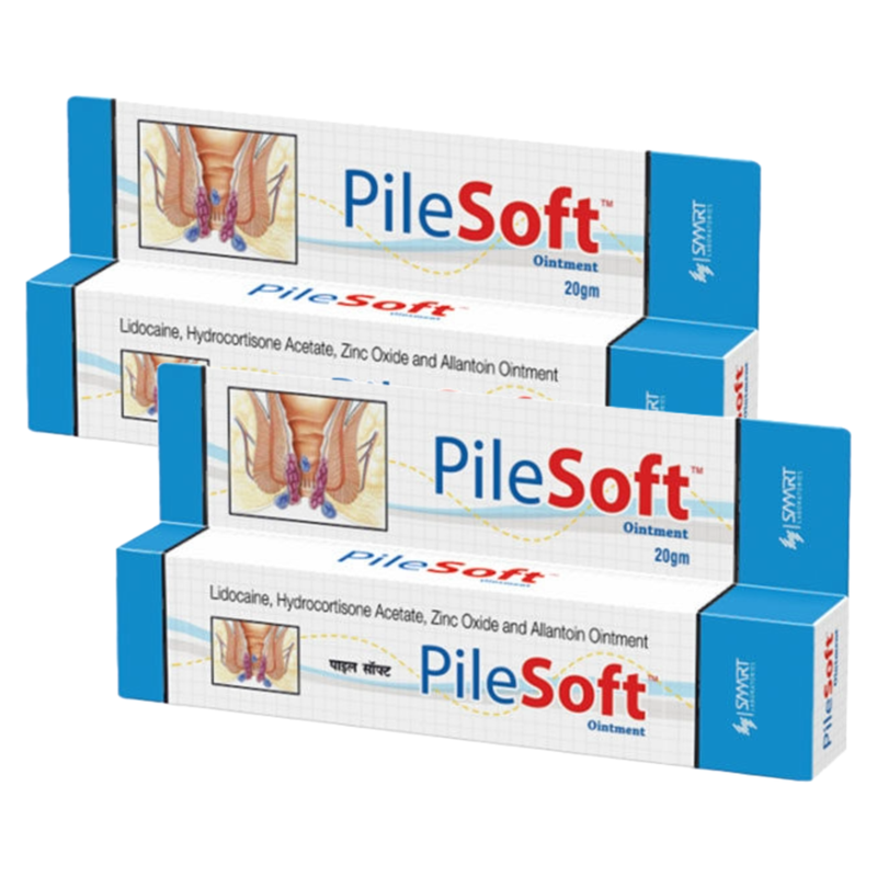 Pilesoft Hydrocortisone Acetate Zinc Oxide & Allantoin Ointment 20g Pack of 2