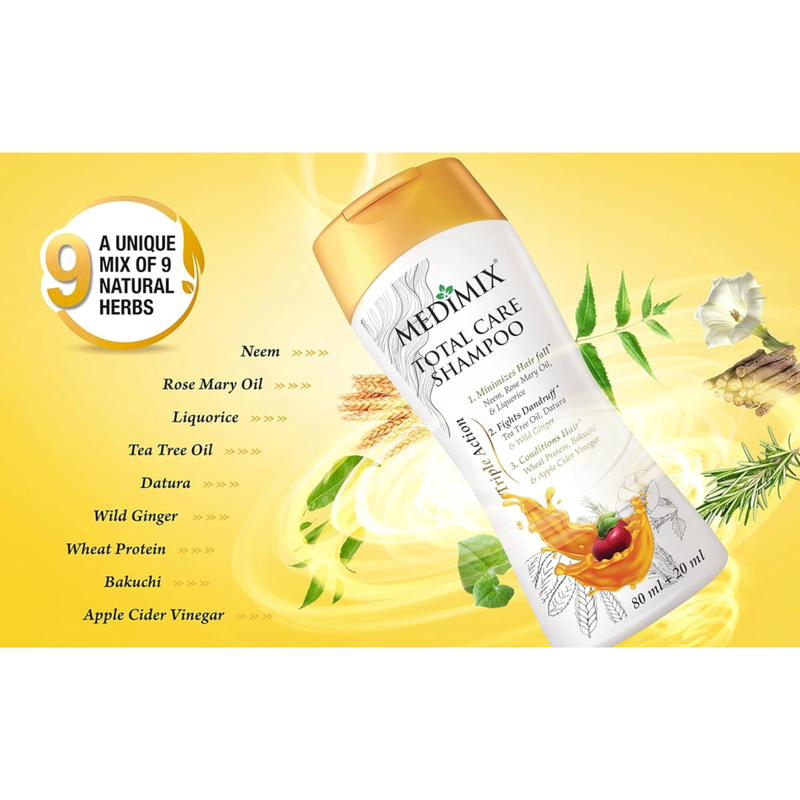 Medimix Triple Action Total Care Shampoo - 80ml (Pack Of 3)