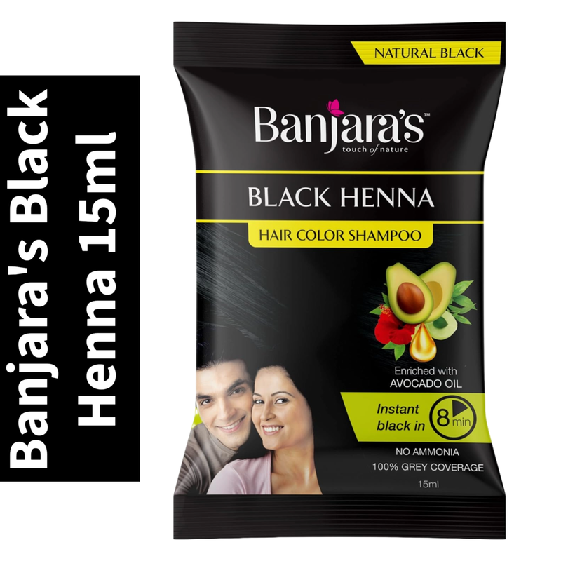 Black Henna Banjara's Hair Color Shampoo 15ml Natural