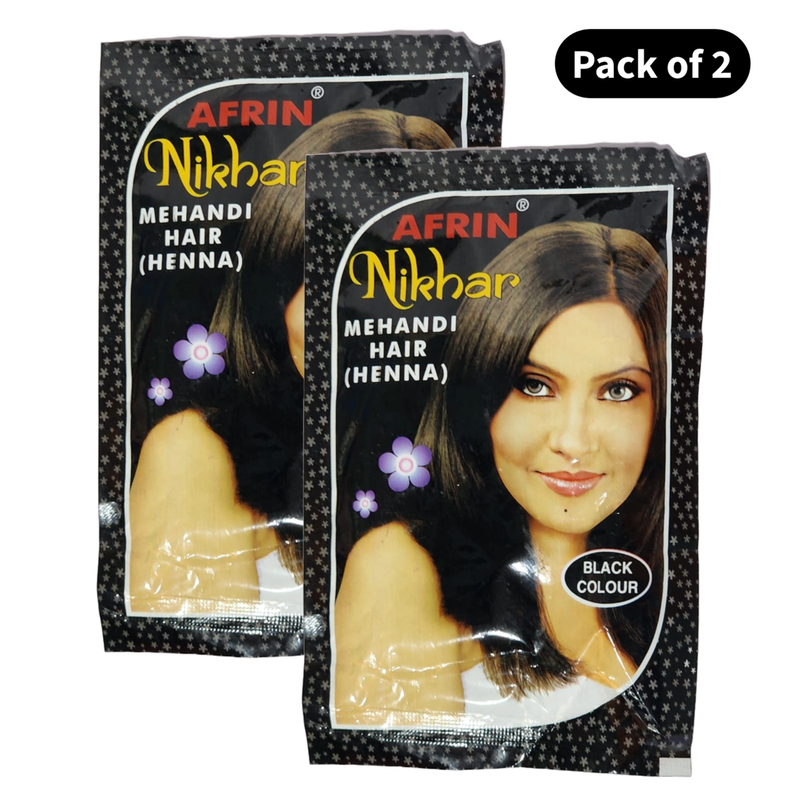 Afrin Nikhar Black Coloured Hair Mehandi For Unisex - Pack Of 2 (45g)