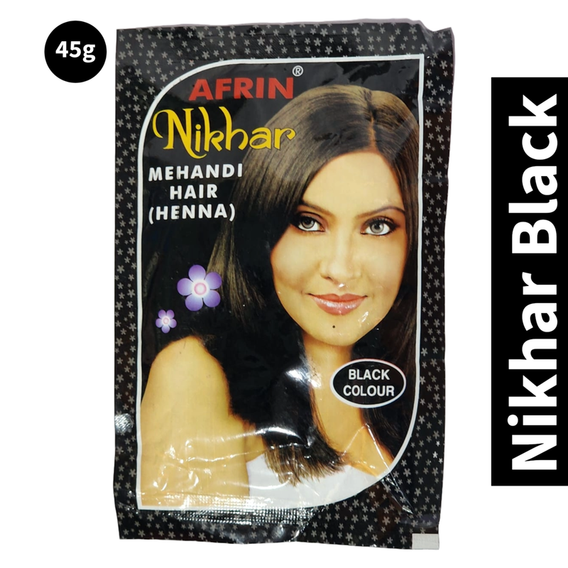 Afrin Nikhar Mehandi Henna Black Colour Hair - 45g