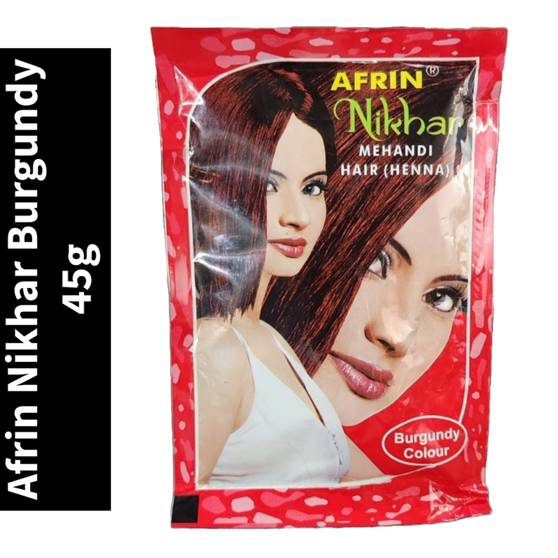 Afrin Nikhar Burgundy Coloured Hair Mehandi Henna For Unisex - 45gm