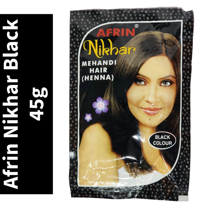 Afrin Nikhar Black Coloured Hair Mehandi Henna For Unisex - 45gm