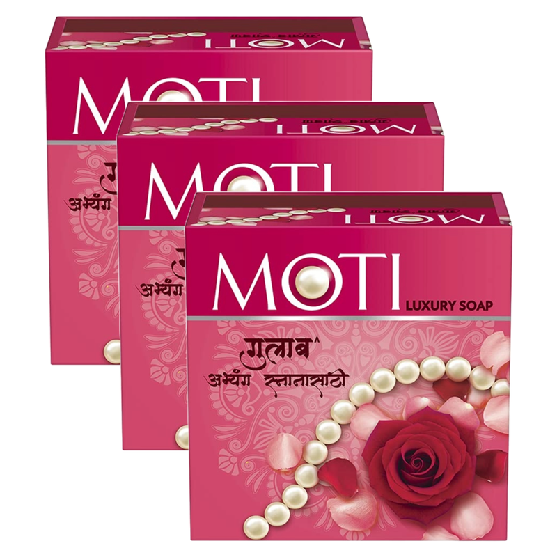 Moti Luxury Rose Abhyanga For Bathing Soap 150g Pack of 3