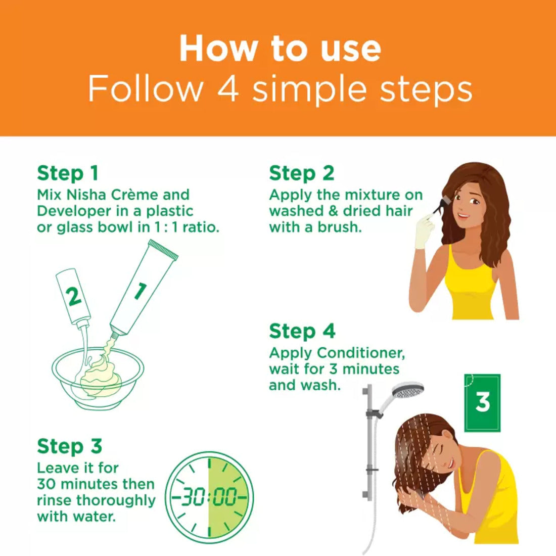 Nisha Bright Long Lasting 1 Natural Black Hair Color 40ml