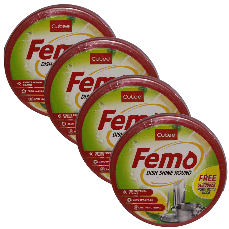 Cutee Femo Dish Wash Shine Round - 500g (Pack Of 4)