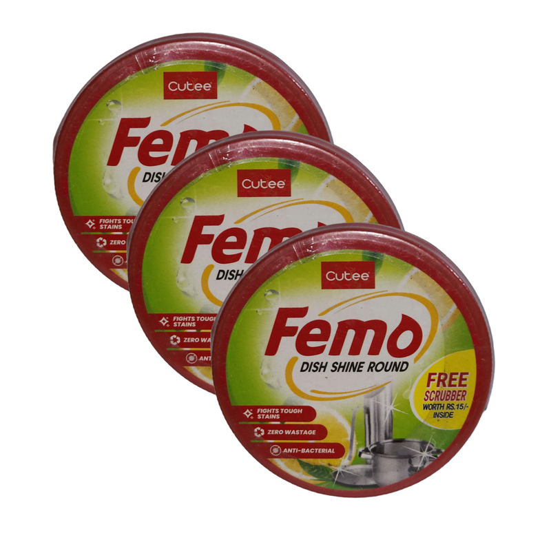 Cutee Femo Shine Round Dish Wash - Pack Of 3 (500G)