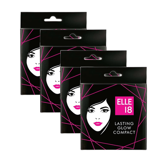Elle 18 Lasting Glow Compact, Marble - 9g (Pack Of 4)