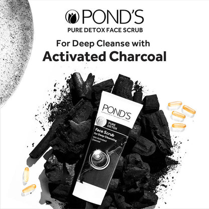 Ponds Pure Detox Activated Charcoal Face Scrub 100g Pack of 3