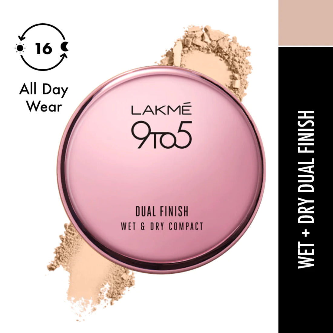 Lakme 9to5 Dual Finish Wet & Dry Compact 34 Almond 9G