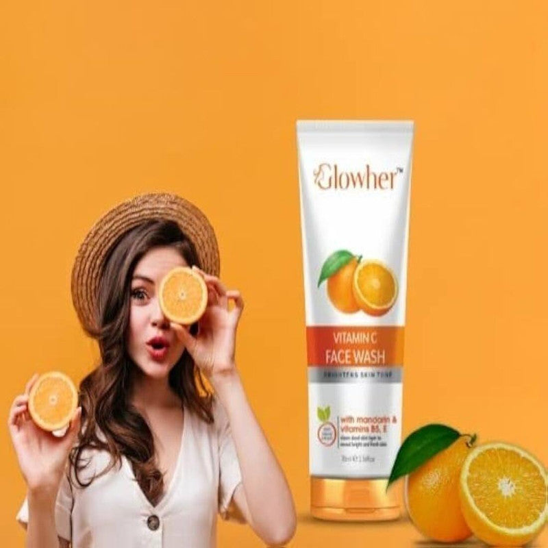 Glowher Vitamin C Brightens Skin Tone Face Wash 70ml Pack of 2