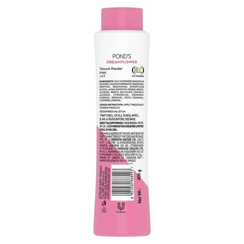 Ponds Dreamflower Pink Lily Talcum Powder (400gm) (Pack of 1)