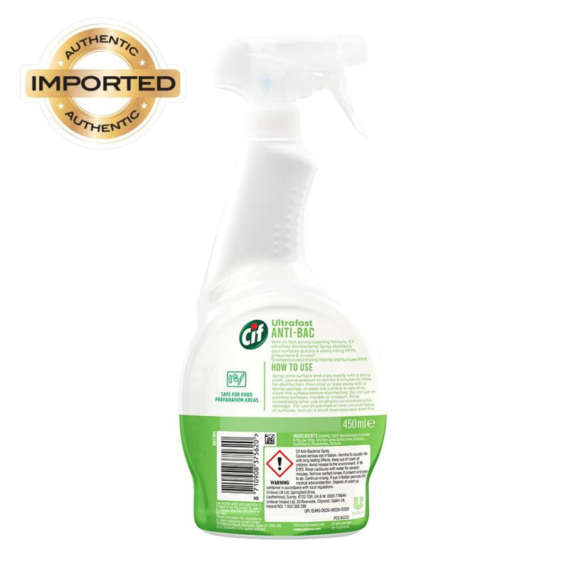 Cif Ultrafast Anti-Bacteria & Viruses Kills 99.9% Spray 450ml Pack of 2