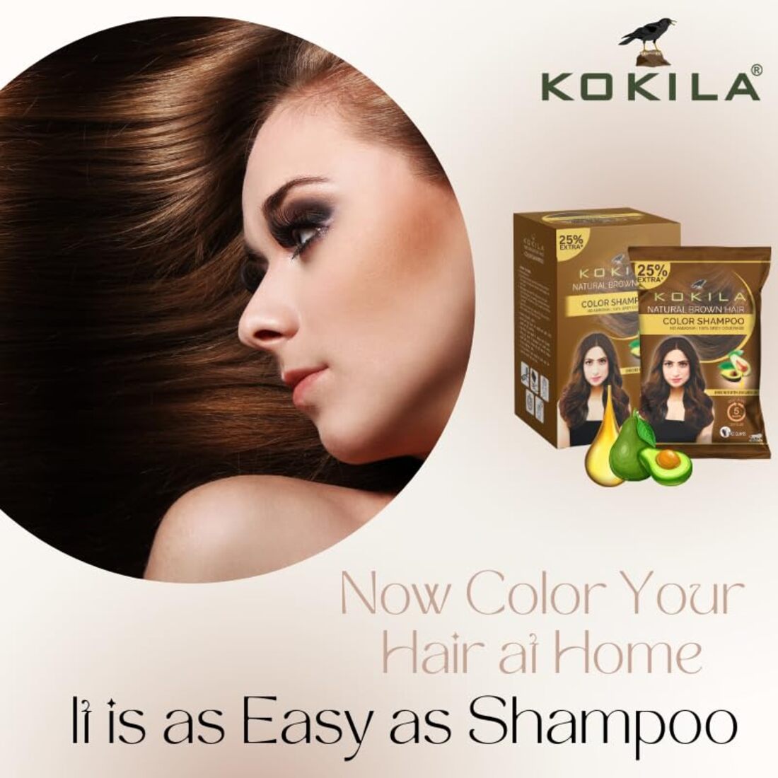 Kokila Natural Brown Hair Color Shampoo 15ml