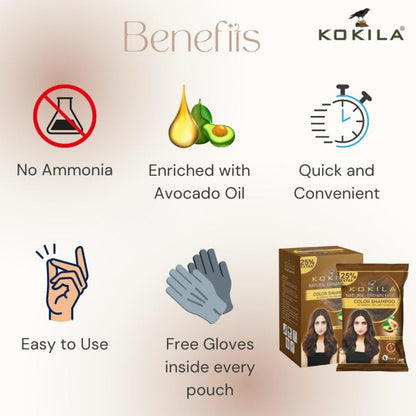 Kokila Natural Brown Hair Color Shampoo 15ml