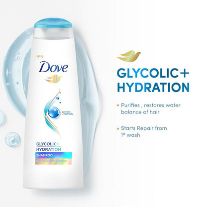 Dove 5% Hydra Glycol Glycolic + Hydration Shampoo 340ml Pack of 3