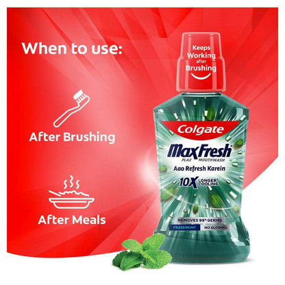 Colgate MaxFresh Longer Cooling 10X Freshmint Mouthwash 250ml Pack of 2