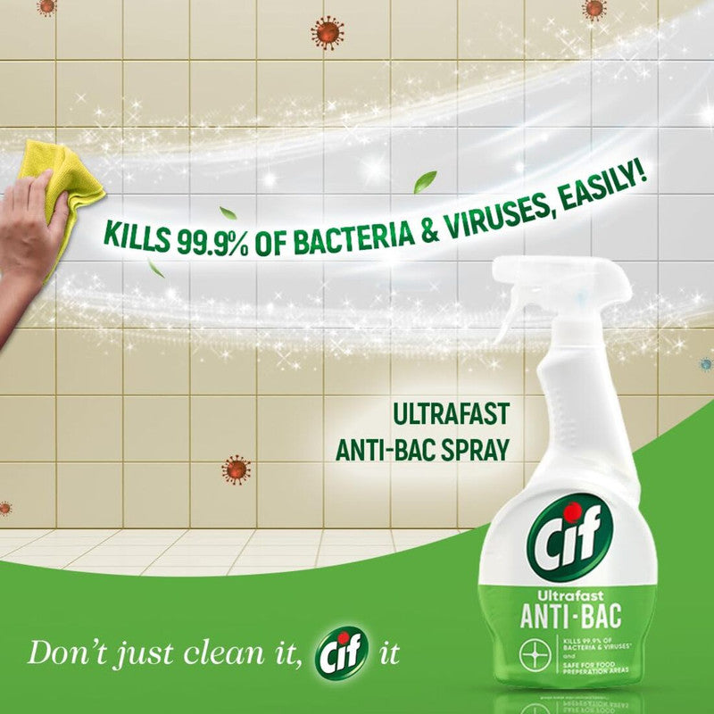 Cif Ultrafast Anti-Bacteria & Viruses Kills 99.9% Spray 450ml Pack of 2