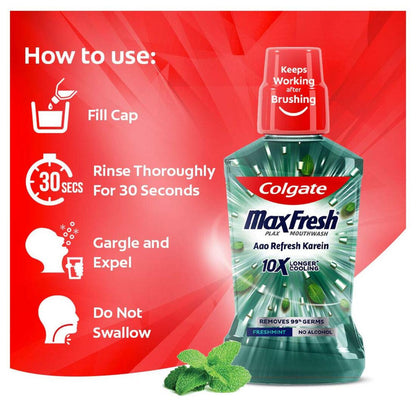 Colgate MaxFresh Longer Cooling 10X Freshmint Mouthwash 250ml Pack of 2