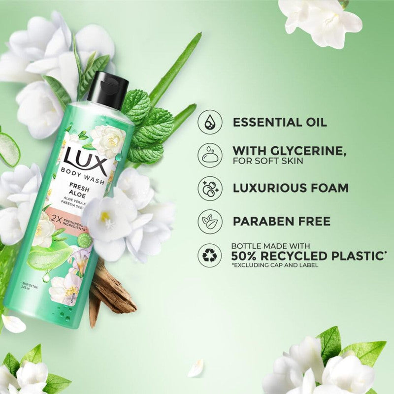 Lux Fresh Aloe Aloe Vera & Freesia Scent Body Wash 245ml Pack of 2