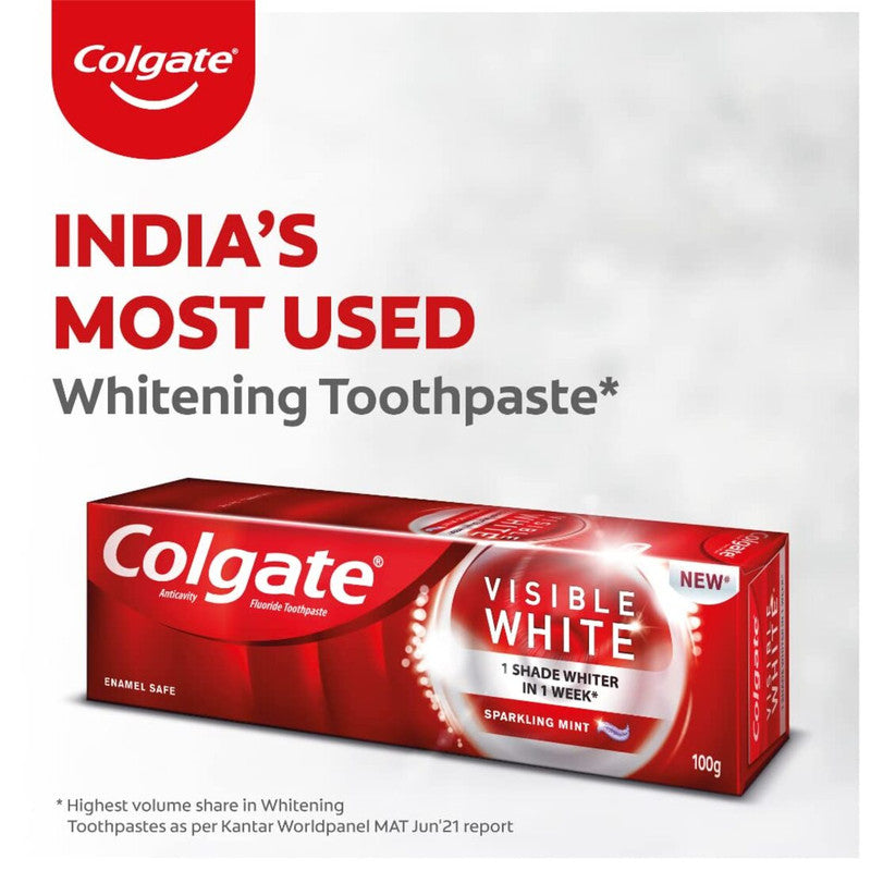 Colgate Visible White Sparkling Mint Anticavity Toothpaste (2X100g) Pack of 2