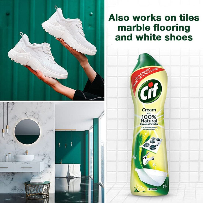 Cif With Natural Lemon Tough Dirt Cleaning Crème a Recurer 500ml