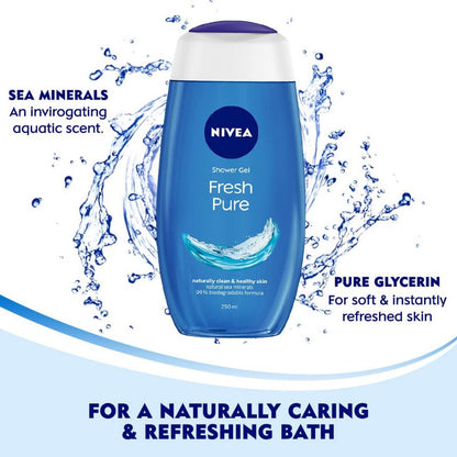 Nivea Fresh Pure Naturally Clean & Healthy Skin Shower Gel 250ml Pack of 3