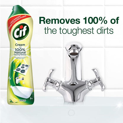 Cif Crème a Recurer With Natural Lemon Tough Dirt Cleaning 500ml Pack of 2