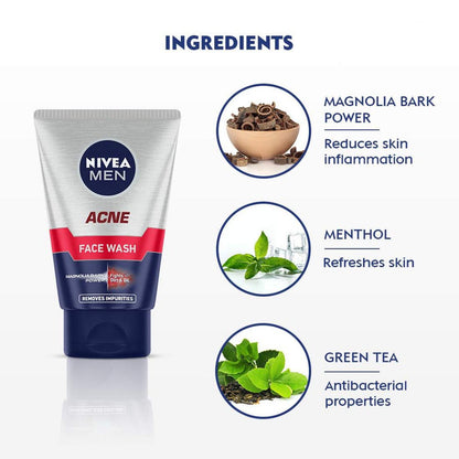 Men Acne Nivea Fights Dirt & Oil Face Wash 100g