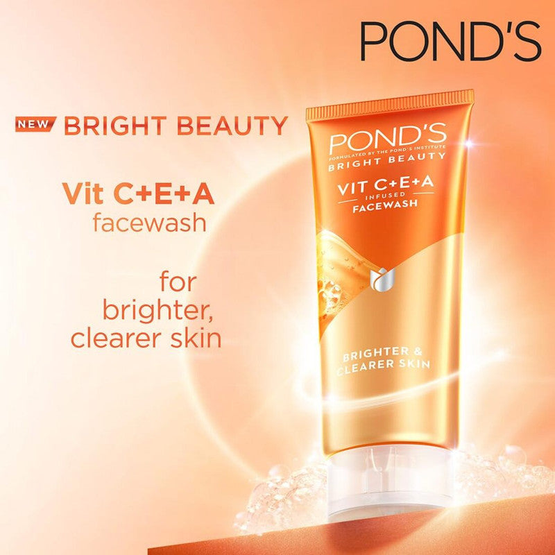 Ponds Bright Beauty Vit C+E+A Brighter & Cleanser Skin Face Wash 100g Pack of 4