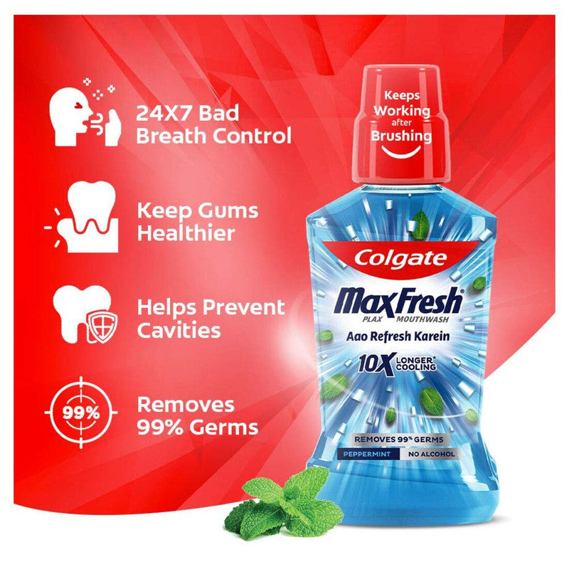 Colgate MaxFresh Longer Cooling 10X Peppermint Mouthwash 250ml