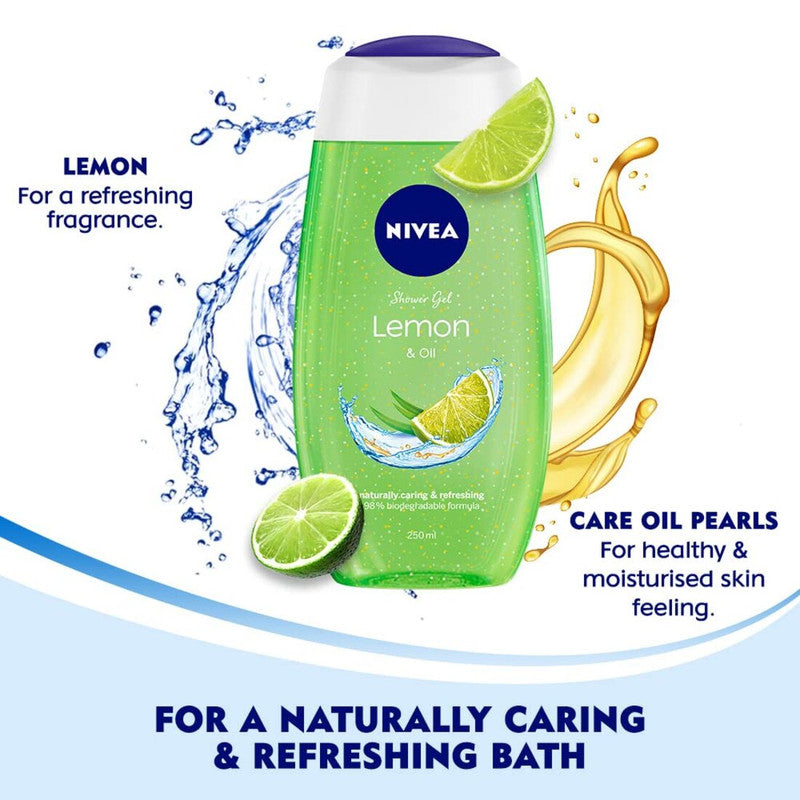 Nivea Lemon & Oil Naturally Caring & Refreshing Shower Gel 250ml Pack of 3