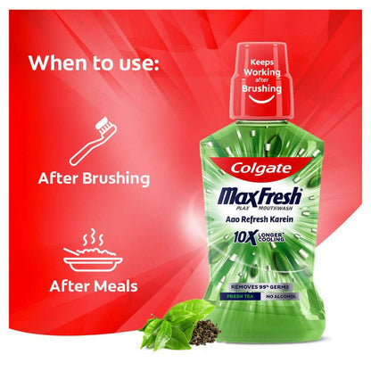 Colgate MaxFresh Longer Cooling 10X Fresh Tea Mouthwash 250ml Pack of 2