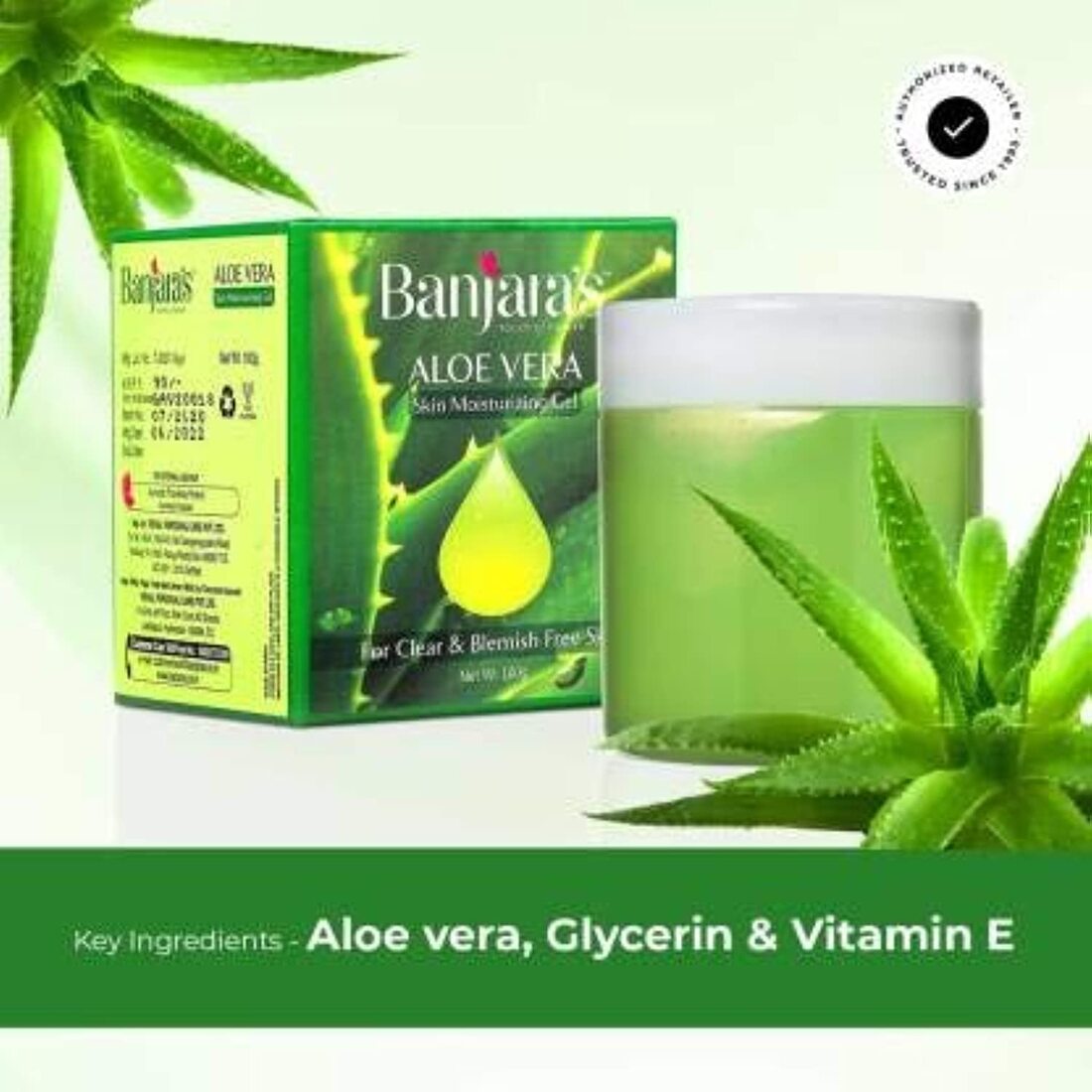 Moisturizing Aloe Vera Banjara's Skin Gel 100g