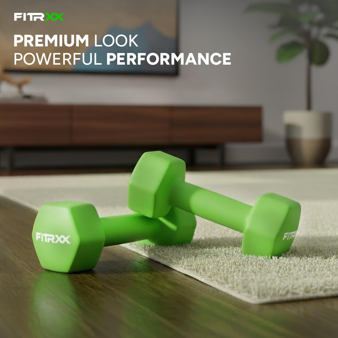 Fitrxx Vinyl Dumbbells 1 kg | Men and Women | Non-Slippery Dumbbell for Home and Gym | Full Body Workout |