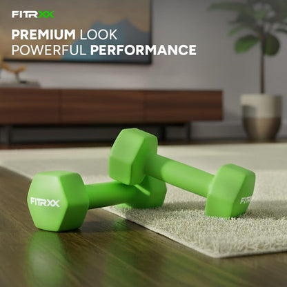 Fitrxx Vinyl Dumbbells 1 kg | Men and Women | Non-Slippery Dumbbell for Home and Gym | Full Body Workout |