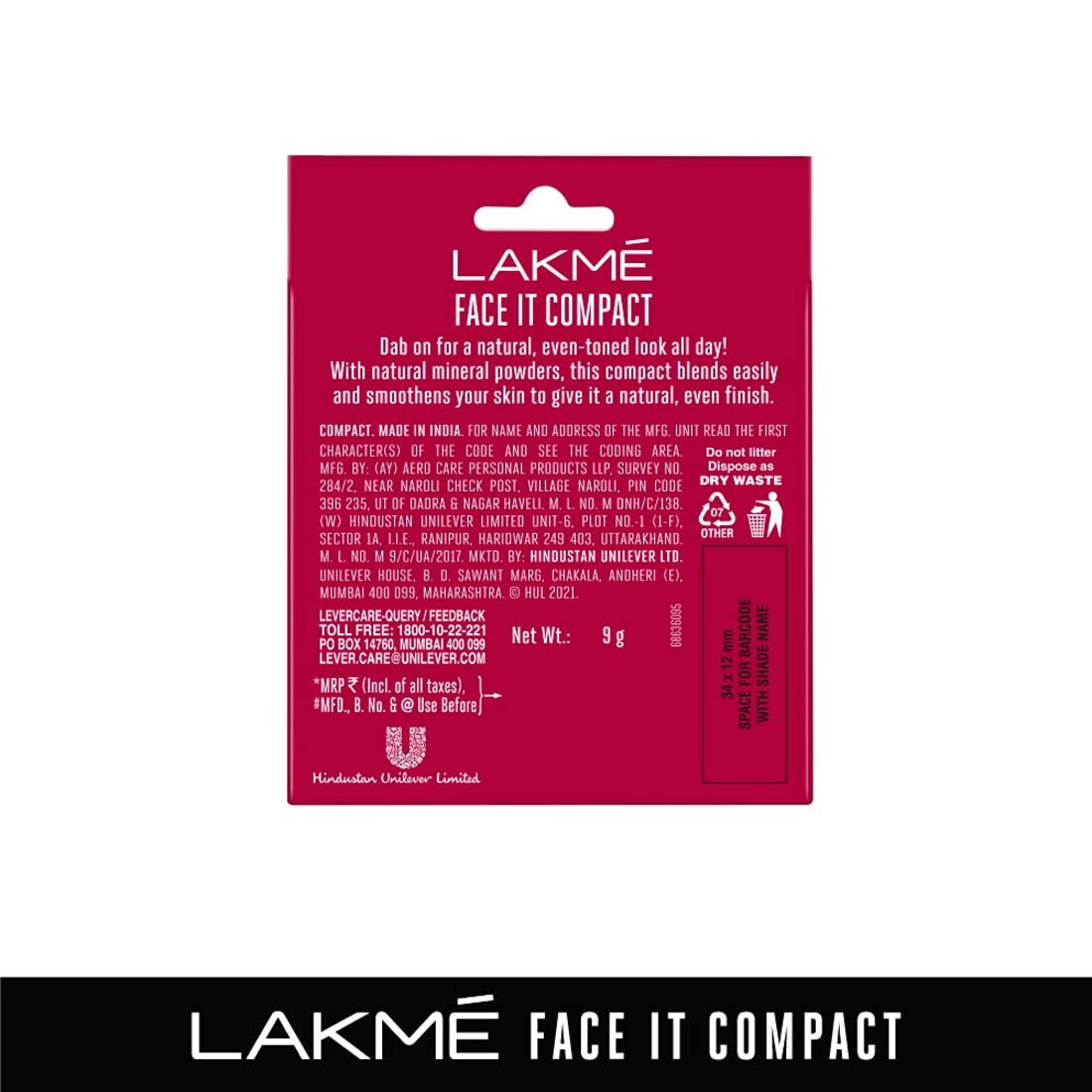 Lakme Face It Compact Natural Coral, 9g