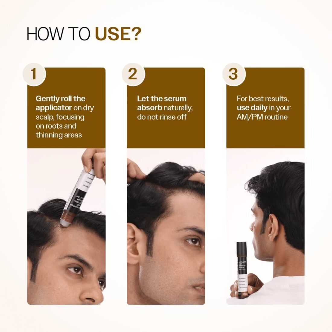 Bare Anatomy Advanced Hair Growth Serum Roll-On| 3% Redensyl + 4% Anagain + 2% Baicapil + 5% Rosemary, Rice Water, Biotin & Saw Palmetto| Reduces Hair Fall, Supports Hair Growth for Men & Women | 25ml Without Box