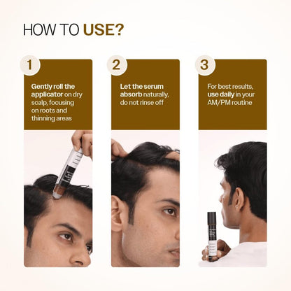Bare Anatomy Advanced Hair Growth Serum Roll-On| 3% Redensyl + 4% Anagain + 2% Baicapil + 5% Rosemary, Rice Water, Biotin & Saw Palmetto| Reduces Hair Fall, Supports Hair Growth for Men & Women | 25ml Without Box
