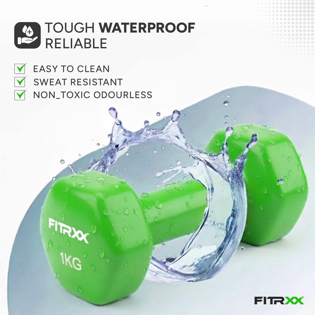 Fitrxx Vinyl Dumbbells 1 kg | Men and Women | Non-Slippery Dumbbell for Home and Gym | Full Body Workout |