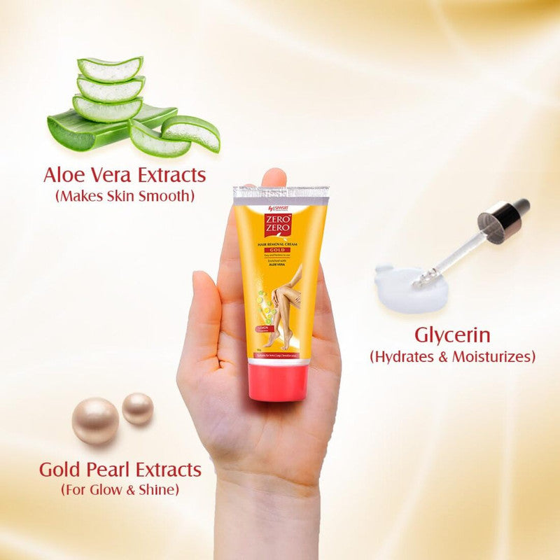 Zero Zero Gold Aloe Vera Hair Removal Cream 25g Pack of 2