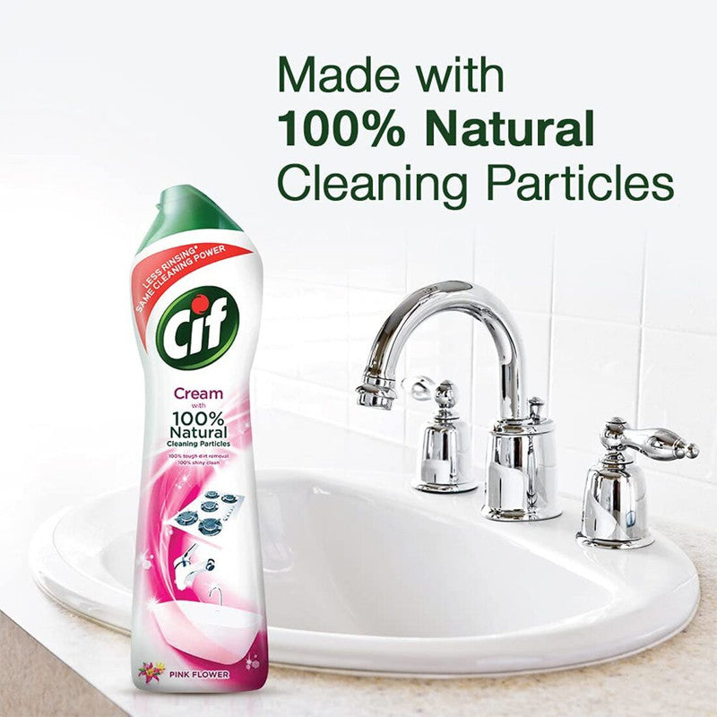 Cif Crème a Recurer With Natural Pink Tough Dirt Cleaning 500ml Pack of 4