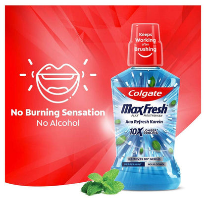 Peppermint Mouthwash Colgate MaxFresh Longer Cooling 10X 100ml