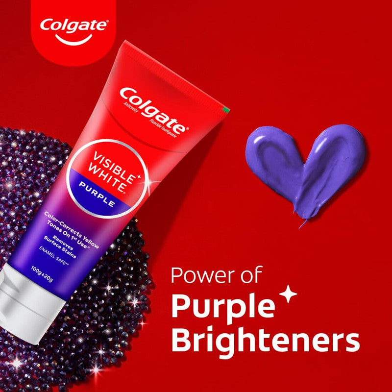 Colgate Visible White Purple Anticavity Toothpaste 100g Pack of 2